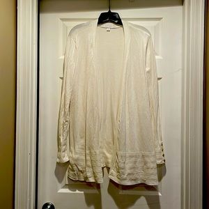 Cream hip length open front cardigan. Charter club. Worn once. Large.